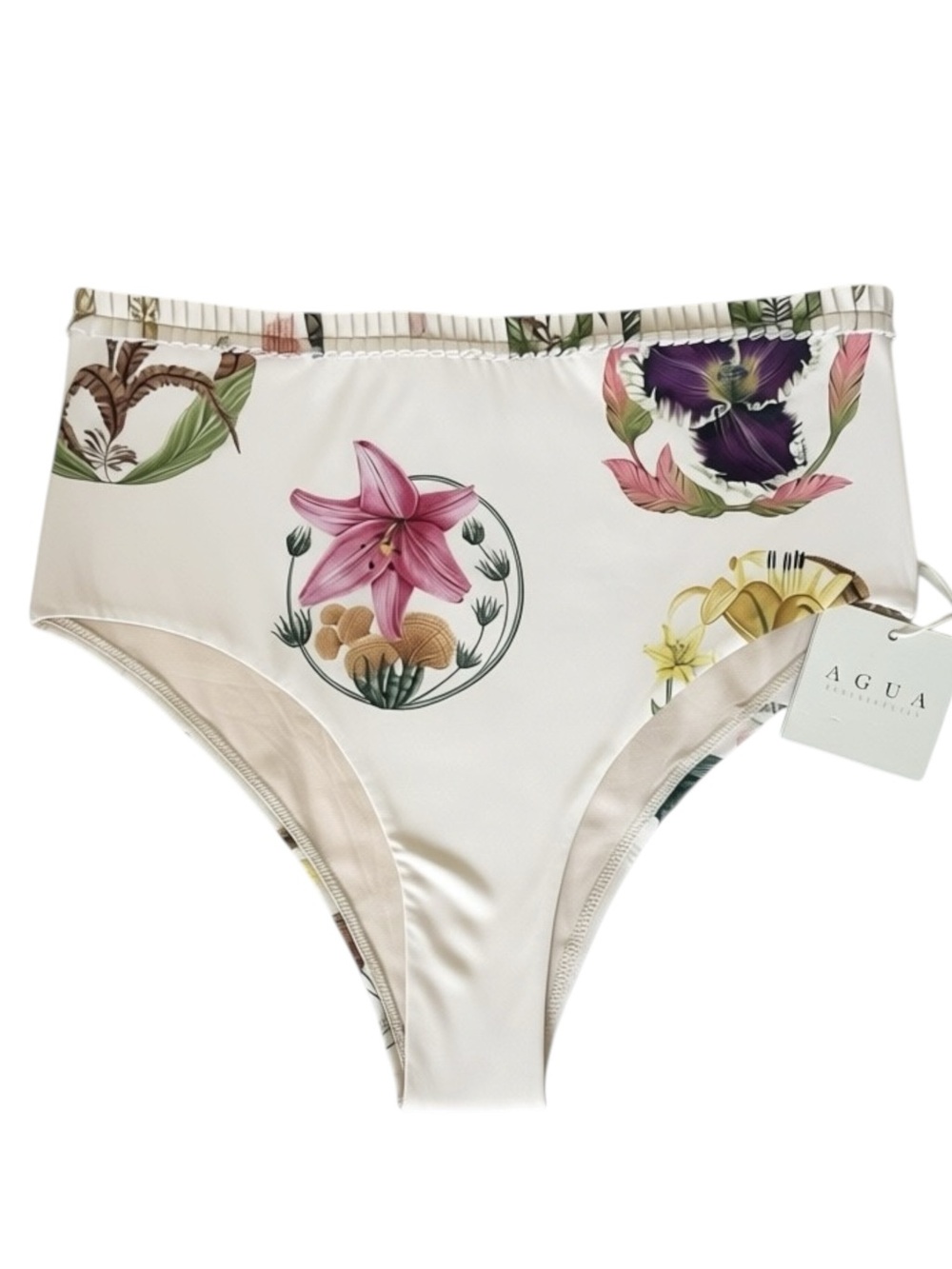 Agua by Agua Bendita Nopal Marina High Waisted Bikini Bottoms L NWT Floral Luxe